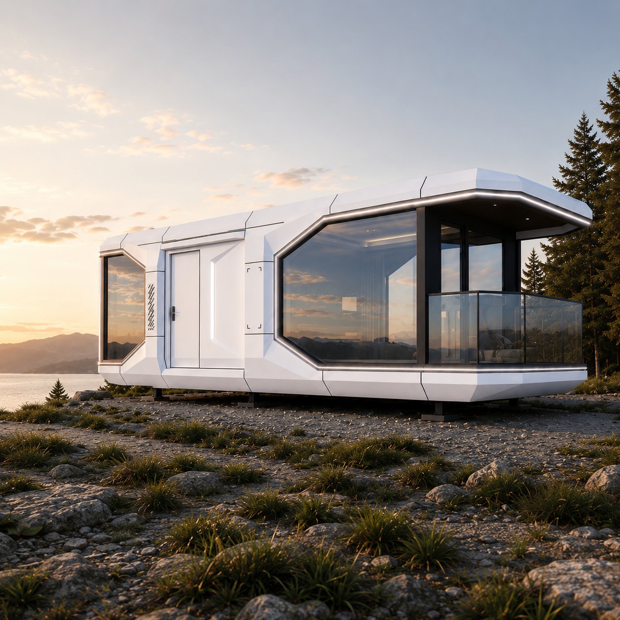 LuxPod SX-7 exterior, mountain setting